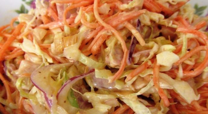 How to properly and tasty prepare salad with cabbage and mayonnaise